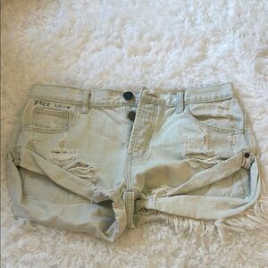 One Teaspoon Blue Distressed Jean Shorts